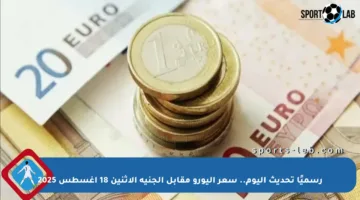 رسميًا تحديث اليوم.. سعر اليورو مقابل الجنيه الإثنين 18 أغسطس 2025